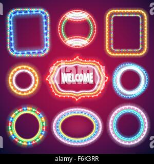 Jeu de bannières de néons Illustration de Vecteur