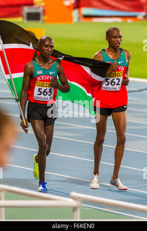 Philémon Kipchilis ,Geofrey Kirui ,Kenya,10000m,monde,l'IAAF Championnats d'athlétisme junior, 2012, Barcelone Espagne Banque D'Images