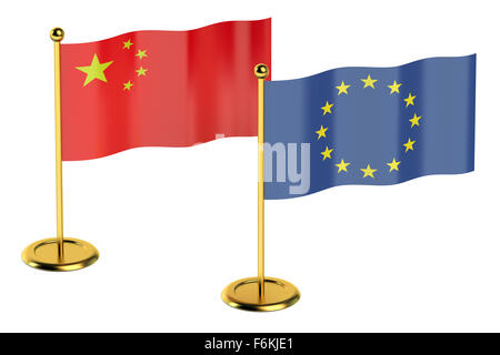 Concept de l'UE avec la Chine réunion isolé sur fond blanc Banque D'Images