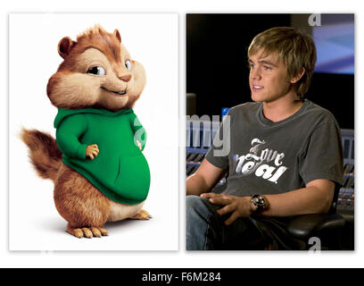 DATE DE SORTIE : Mai 13, 2007. Titre du film : Alvin et les Chipmunks. STUDIO : 20th Century Fox. Résumé : Dans une ferme forestière, trois musiciens chipmunks, Alvin, Simon et Theodore, trouver leur arbre abattu et envoyé à Los Angeles. Une fois là, ils répondent au compositeur frustré David Séville, et malgré une mauvaise première impression de relevage de la chambre, ils lui impressionner avec leur talent de chanteuse. Voir les possibilités de réussite, à la fois humaines et des tamias faire un pacte pour eux de chanter ses chansons. Bien que cette ambition s'avère une lutte frustrant avec le trio difficile, le rêve ne se réalise après tout. Ho Banque D'Images