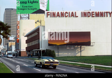 Ed Ruscha billboard 'Retour' de Hollywood sur Wilshire Blvd. vers 1977 Banque D'Images