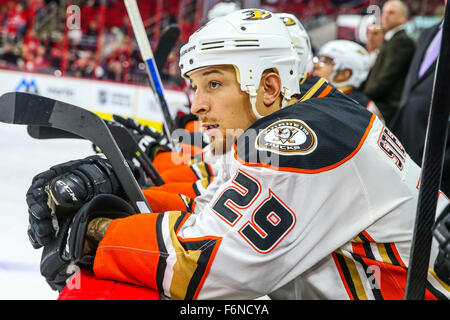 Raleigh, Caroline du Nord, USA. 16 Nov, 2015. Anaheim Ducks aile droite Chris Stewart (29) au cours de la partie de la LNH entre les Ducks d'Anaheim et les Hurricanes de la Caroline au PNC Arena. © Andy Martin Jr./ZUMA/Alamy Fil Live News Banque D'Images