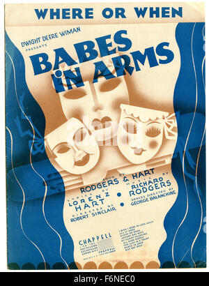'Quand ou où' piano sheet music couvrir à partir de la comédie musicale 1937 'Babes In Arms' par Hart & Rodgers, produit par Dwight Deere Banque D'Images
