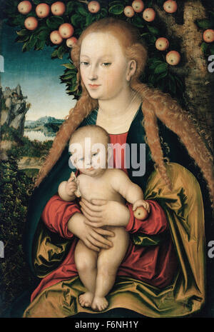 Lucas Cranach l'ancien - La Vierge et l'enfant sous un pommier Banque D'Images