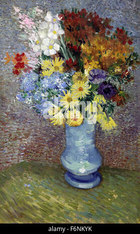 Fleurs en vase bleu (1887) de Vincent van Gogh (1853-1890) Banque D'Images