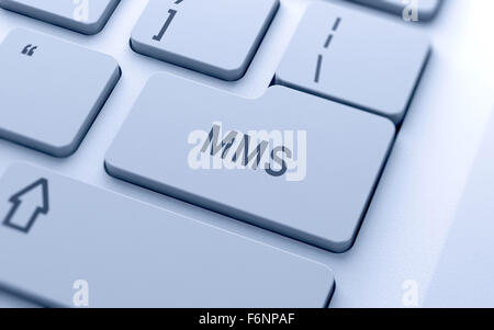 Mot MMS sur le bouton clavier de l'ordinateur avec soft focus Banque D'Images