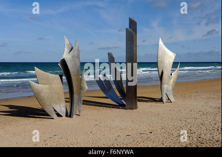 D jour,6 juin 1944,Les Braves,sculpteur Anilore Banon,plage du débarquement, Omaha Beach, Colleville-sur-Mer, Normandie,Normandie,France,WW Banque D'Images