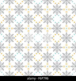 Vecteur d'Ornement Motif Flocons de neige transparente en gris bleu et jaune sur fond blanc Illustration de Vecteur