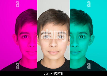 Mixed Race boy dans le décalage des couleurs Banque D'Images