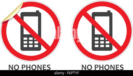 Pas de téléphones à deux styles signes vecteur décrivant les activités interdites Illustration de Vecteur