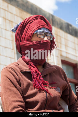 Le moine bouddhiste du monastère Komik dans la région himalayenne de l'Himachal Pradesh Banque D'Images