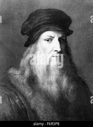 Portrait de Leonardo da Vinci - Italien peintre, sculpteur, ingénieur, architecte. Banque D'Images