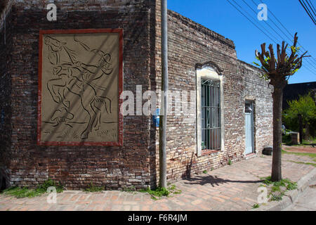 Street art à San Antonio de Areco représentant un ''Gaucho''. La province de Buenos Aires. L'Argentine. Banque D'Images