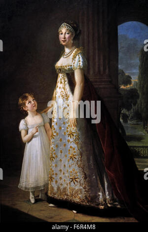 Portrait de Caroline Murat avec sa fille, Letizia 1807 Marie Élisabeth Louise Vigée Le Brun 1755 -1842 Paris France française peintre néoclassique rococo ( ) Banque D'Images