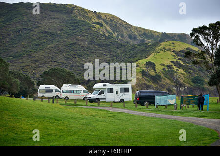 Camping-car et camping à Tappotupotu Bay Nth Island Nouvelle Zélande Banque D'Images