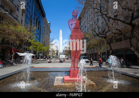 Obélisque de Buenos Aires, de l'Av. Président Roque Sáenz Peña (Diagonal Norte). L'Argentine. Banque D'Images