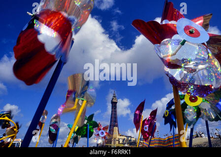 La tour de Blackpool et de la plage. Le Lancashire. L'Angleterre. UK. L'Europe Banque D'Images
