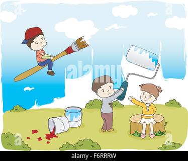 Arrière-plan de l'éducation des enfants en classe de dessin Illustration de Vecteur