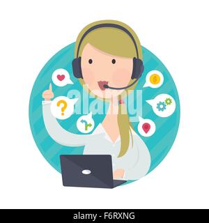 Vector illustration of customer support help desk service d'opérateur de femme aux cheveux blonds concept Illustration de Vecteur