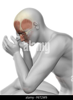 3D render of a male figure avec douleur de tête Banque D'Images