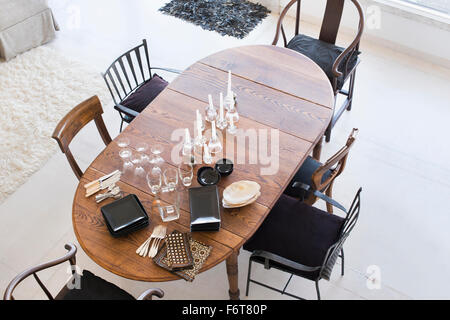 High angle view of table à manger Banque D'Images