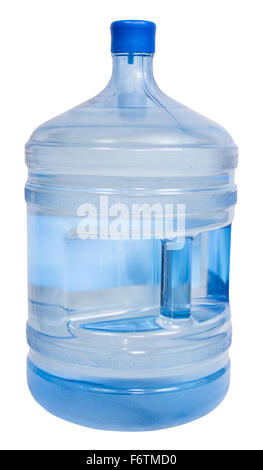 Plein fermé 5 gallon bouteille en plastique avec de l'eau potable isolé sur fond blanc Banque D'Images