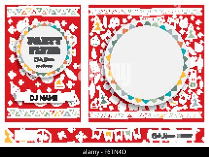 Flyers Club avec copie espace et hand drawn abstract christmas background. Vector illustration. Jeu de Noël. Nouveau concept de l'année Illustration de Vecteur