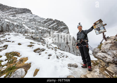 Sur Alpspitze via ferrata, Garmisch-Partenkirchen, Allemagne, Alpes, Europe, UNION EUROPÉENNE Banque D'Images