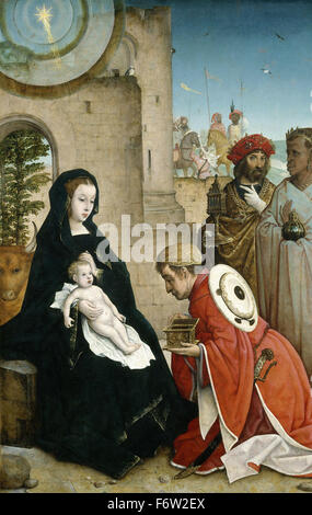 Juan de Flandes - l'Adoration des Mages Banque D'Images