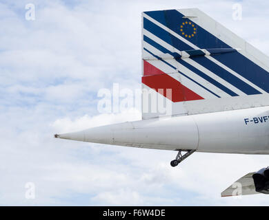 Queue d'un avion de passagers jetés supersonique Concorde d'Air France Banque D'Images