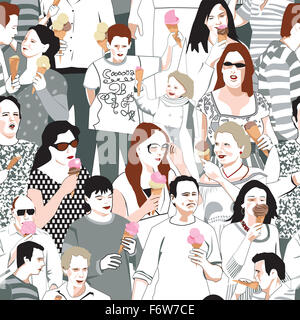 Les mangeurs de crème glacée Pattern Banque D'Images