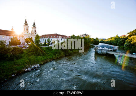 Murinsel, Graz, en Styrie, Autriche Banque D'Images