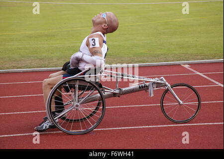 British Open Championnats mondiaux d'athlétisme 2003 jeux ; mobilité athlète participe à un événement de la voie, Banque D'Images