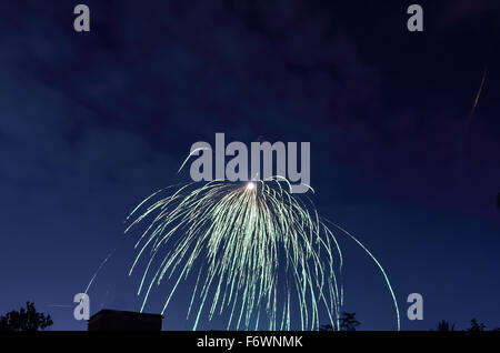 Close-up de feux d'artifice dans un ciel de nuit.Dans festival indien de la lumière. Banque D'Images