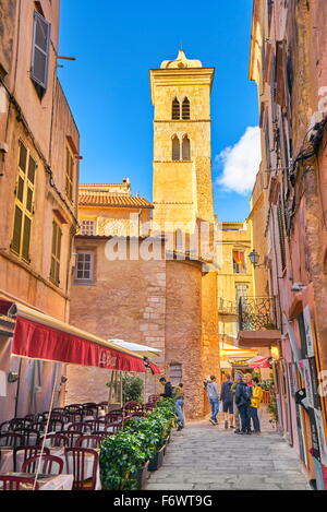 Vieille ville médiévale, Bonifacio, côte sud de la Corse, France Banque D'Images