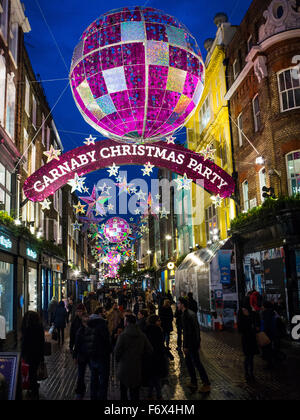 Carnaby Street les lumières de Noël Banque D'Images