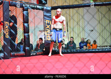 Gibraltar. 20 Nov, 2015. Joe Williams a défendu son titre, Gibraltar avec ceinture MMA contre Andy Palin MMA Système équipe britannique à la salle centrale à Gibraltar. Le Gibraltar Cage MMA Fight Night, "Rock en état de siège" a également vu des combats entre Nathan Ponce de Leon Gib MMA vs Ruben Abdeslam, Vera MMA Melilla Espagne - 95 Kgs, Francis Cabrera Gib MMA vs Ben Ali Mouad MMA Tanger - 70 Kgs, Ben Carter Système MMA UK vs Santiago Porras MMA Melilla Espagne - 90 Kgs, Jyl Poso Gib MMA vs Ismael Bekarni MMA Malaga Espagne - 85 Kgs, Nazart Abdeslam Vera MMA Melilla Espagne vs Yvav Geraghtyhy Système MMA UK - 80 Kgs, © Ste Banque D'Images