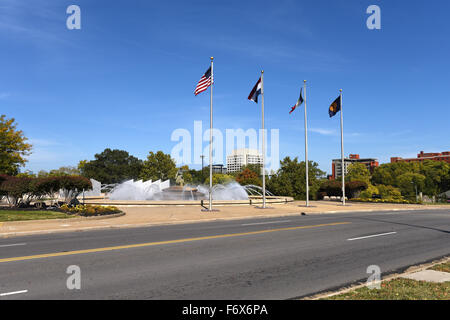 Les pompiers Fontaine dans le centre-ville de Kansas City Missouri Banque D'Images