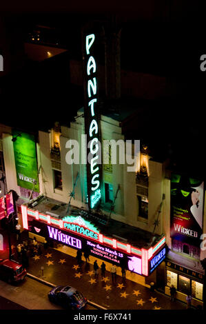 Le Pantages Theatre à Hollywood la nuit Banque D'Images