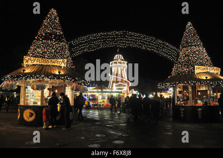 Londres, Royaume-Uni, 20 novembre 2015, l'Hyde Park Winter Wonderland s'ouvre aujourd'hui de façon spectaculaire. Ouvert du 20/11/2015 au 3 janvier 2016 il s'est étendu et sera dans une section parallèle à Park Lane. Credit : JOHNNY ARMSTEAD/Alamy Live News Banque D'Images