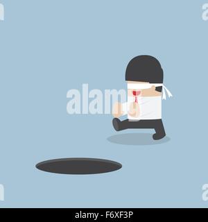 Les yeux bandés businessman walking dans le trou, VECTOR, EPS10 Illustration de Vecteur