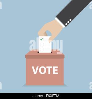 Businessman hand putting de vote dans l'urne, le vote concept, vecteur, EPS10 Illustration de Vecteur