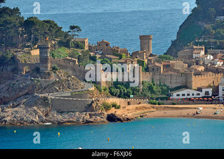 Vieux mur de ville, Tossa de Mar, Costa Brava, Catalogne, Espagne Banque D'Images