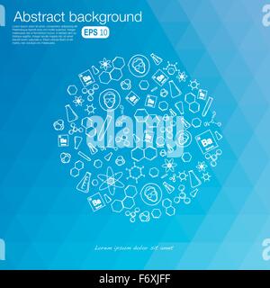 Dessiner à main chimie en cercle sur fond abstrait d'un polygone. Vector illustration. Illustration de Vecteur