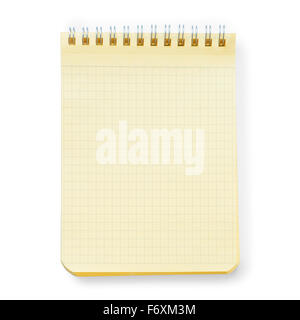 Bloc-notes jaune isolé sur blanc avec clipping path Banque D'Images