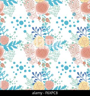 Motif transparent Vintage fleurs dessinés à la main, Illustration de Vecteur