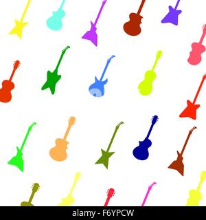 Ensemble de guitares différentes silhouettes colorées Illustration de Vecteur