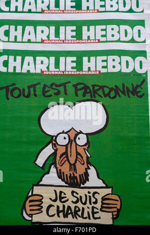Plusieurs copies de 'Je suis Charlie' question de Charlie Hebdo (première édition après assassinats terroristes en 2015) Banque D'Images