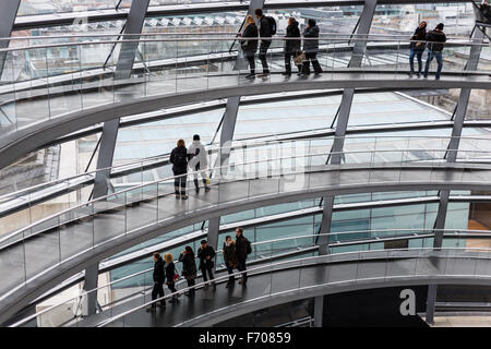 L'intérieur du dôme du Reichstag à Berlin Banque D'Images