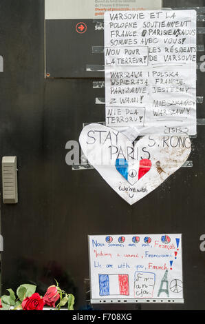 Hommage à 13 attaques novembre Paris, Ambassade de France, Varsovie, Pologne Banque D'Images